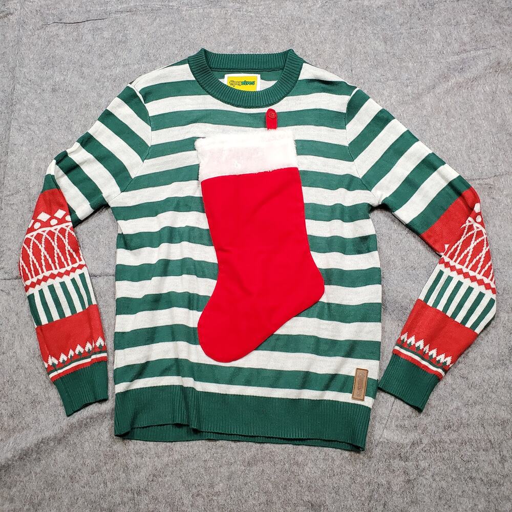 Tipsy Elves Sweater Unisex Medium Ugly Christmas Novelty Festive Holiday Striped